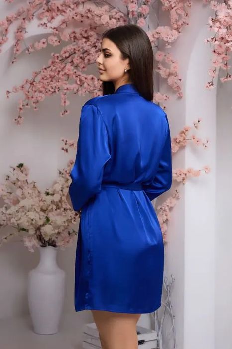 Жіночий шовковий халат , електрік