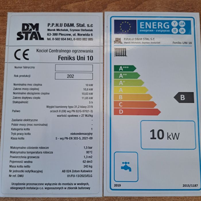 Kocioły CO  Piece   Wielopaliwowe 5Klas Ecodesign. Pelet Ekogroszek 10KW