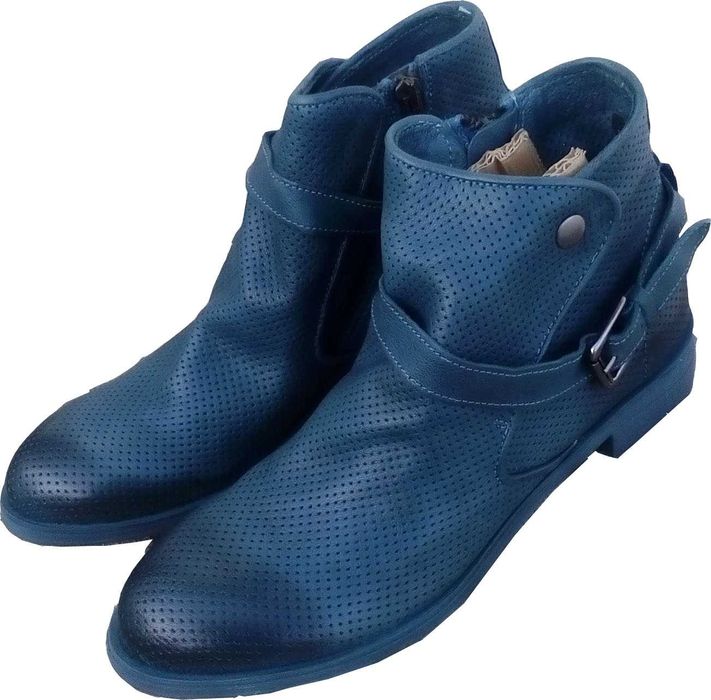 Nº 37 Botim Microperfurado em Pele Verde Petróleo Novo Exportação