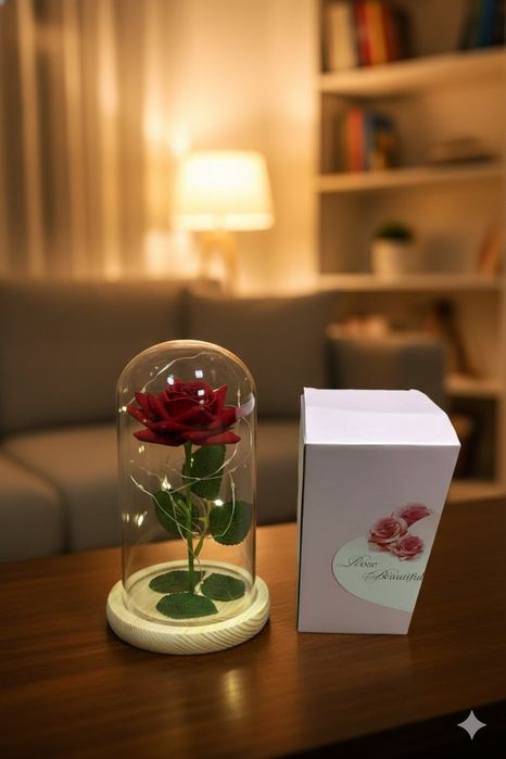 Вічна троянда в колбі 21см.Подарунок дівчині