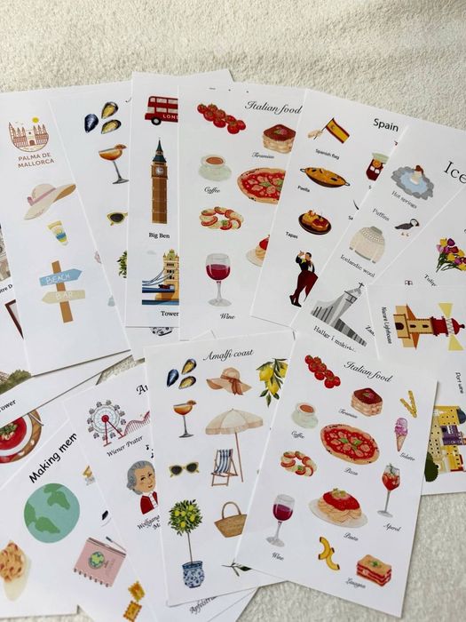 Стікери наліпки Країни, Подорожі, А6, А5 , стікерпак