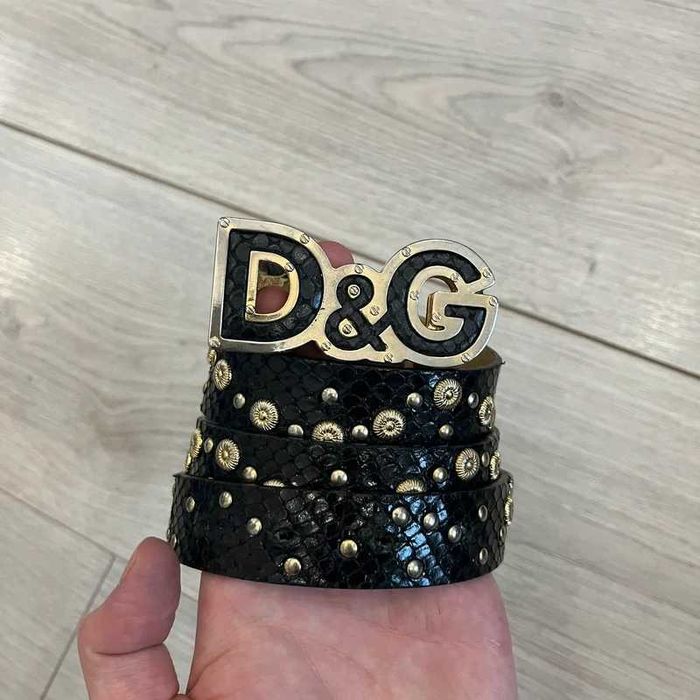 Pasek Dolce & Gabbana Leather Studded Black Belt High End Vintage