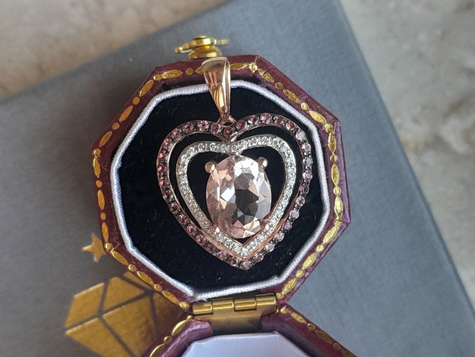 Wisiorek Serce Walentynki Morganit  Diamenty Złoto 585 WYCENA