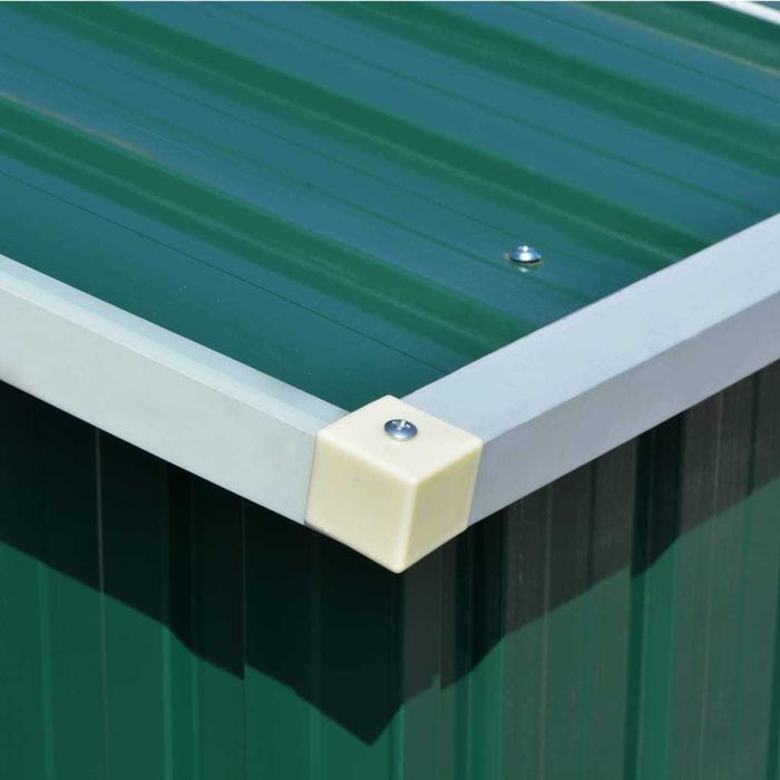 Abrigo de jardim em metal verde com portas de correr — 257x298x178 cm