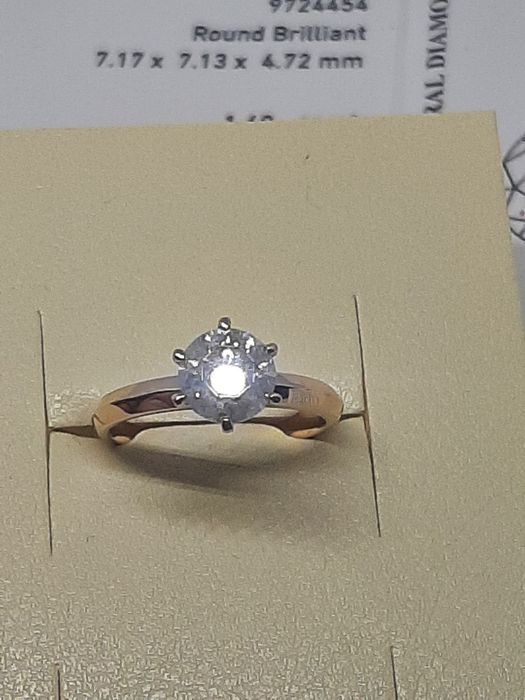1.60 ct H / I1 натуральный бриллиант сертификат,  золотое кольцо.