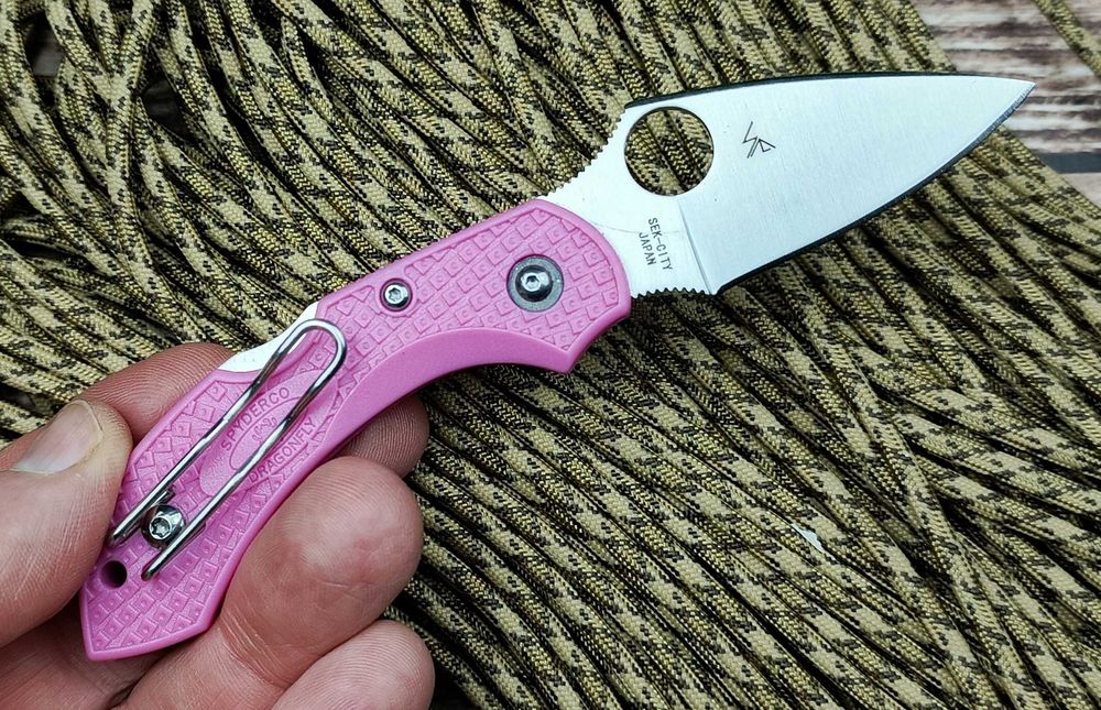 Брелок EDC компактний фолдер Spyderco Dragonfly pink barbie