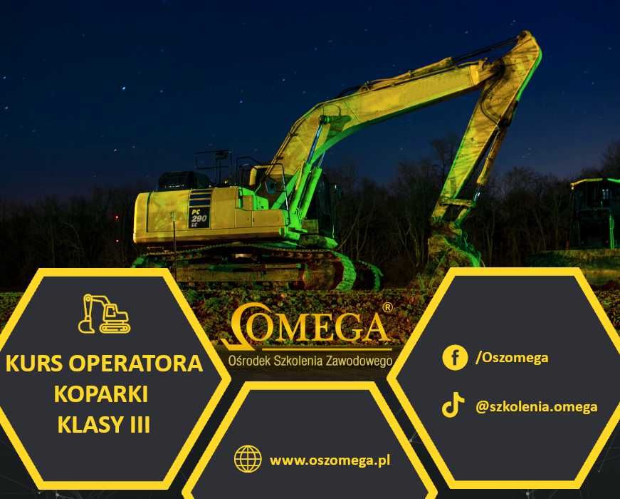 1600zł Kurs na KOPARKI kl. III, szkolenie koparka,  2.03, 30.03, 4.05