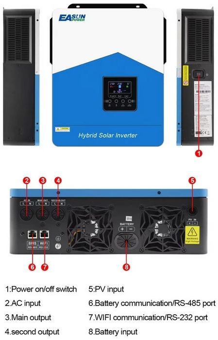 Гібридний сонячний інвертор (hybrid) Easun iSolar-SMH-III-6.2KW WiFi