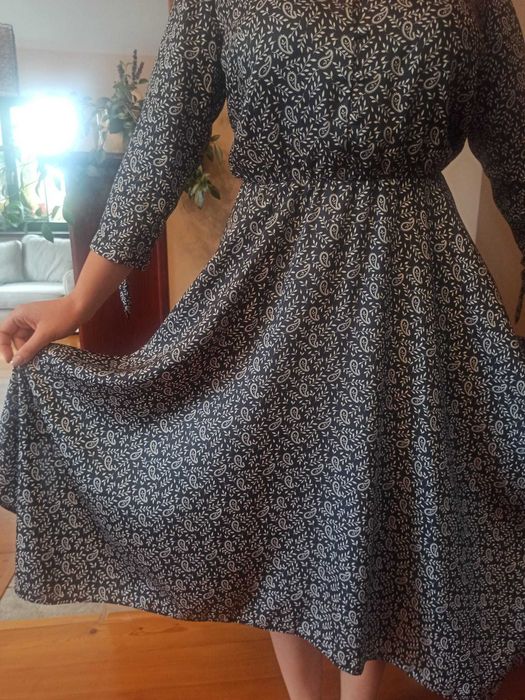 Sukienka letnia zwiewna wiskoza kobieca taliowana S/36