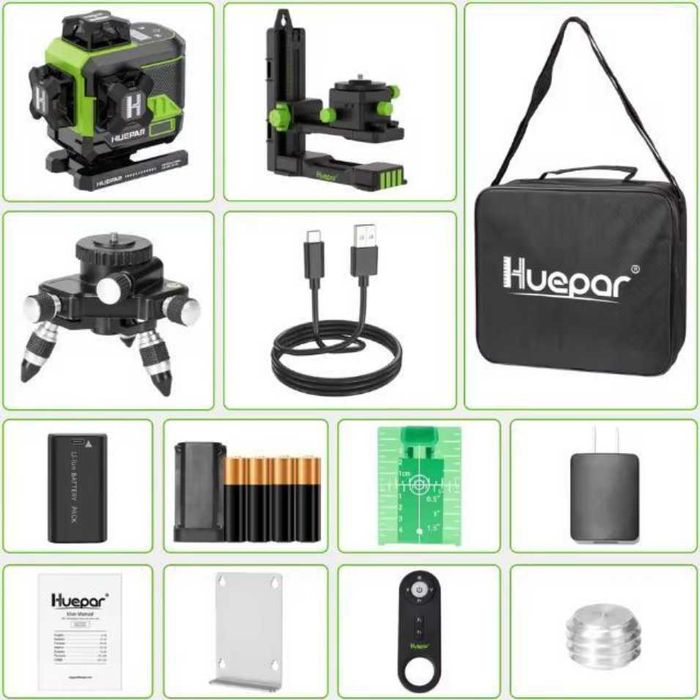 Лазерний рівень нівелір Huepar Z04CG 4D (16 ліній) з Bluetooth та LCD