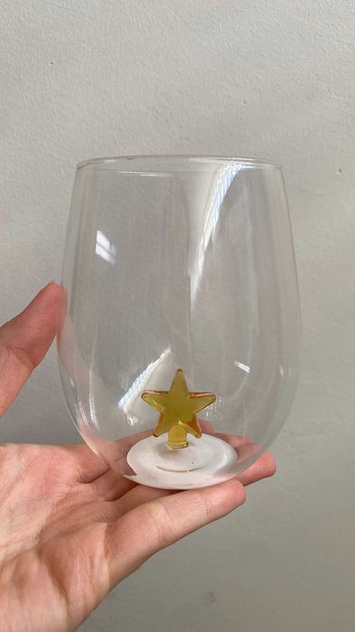 Copo de vidro com estrela / star / étoile64751100529666121