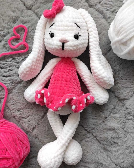 Króliczek na szydełku, maskotka, przytulanka, HANDMADE