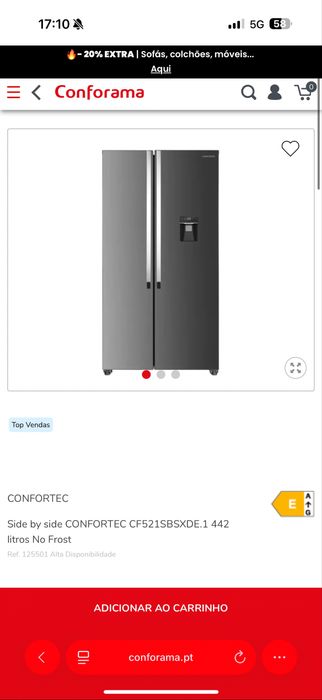 Frigorífico Americano Side by Side CONFORTEC – 442L No Frost