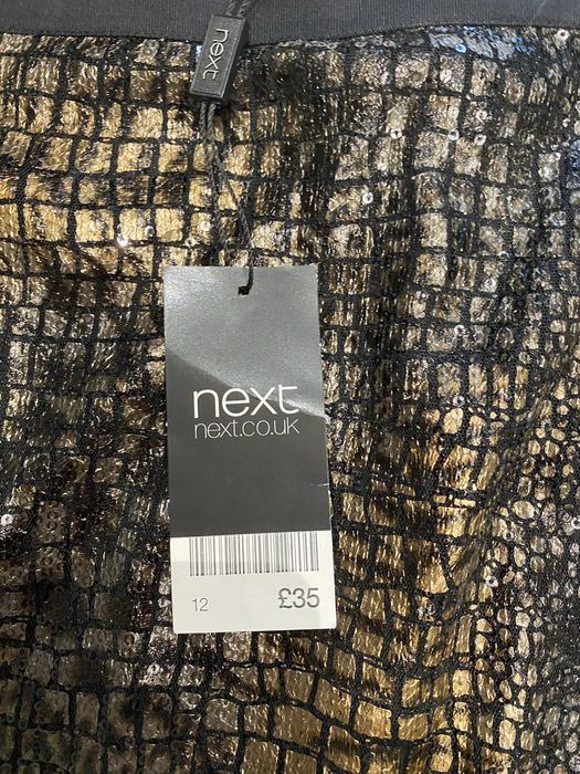 Спідниця міді Next з пайетками, принт рептилія, розмір M