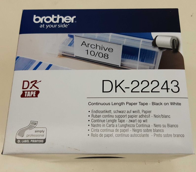 Caixa Fita Contínua Papel Térmico Autocolante Branco BROTHER DK-22243