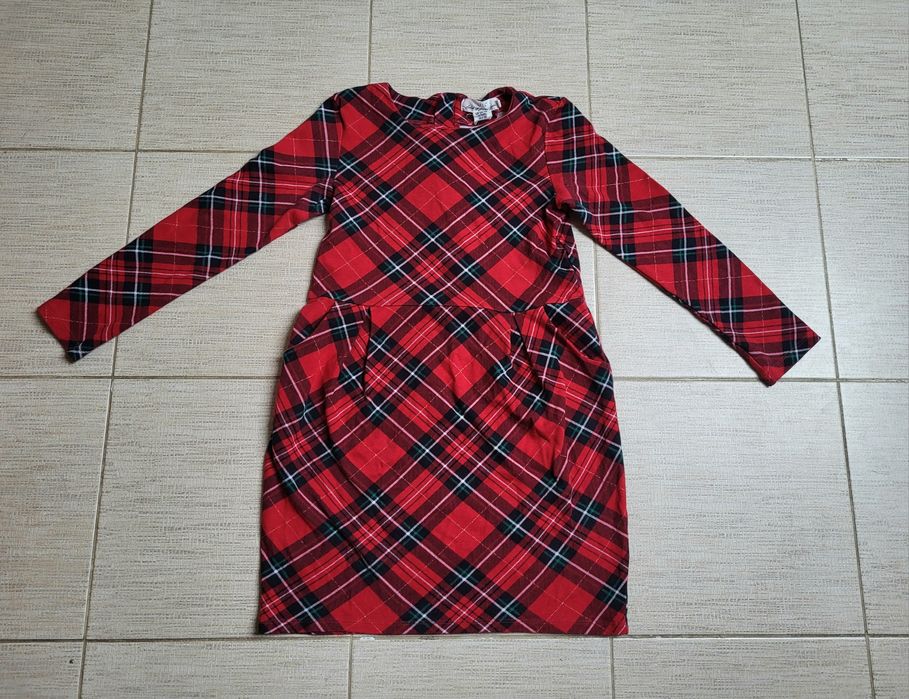 sukienka w kratkę ze złotą nitką na Święta H&M 134-140