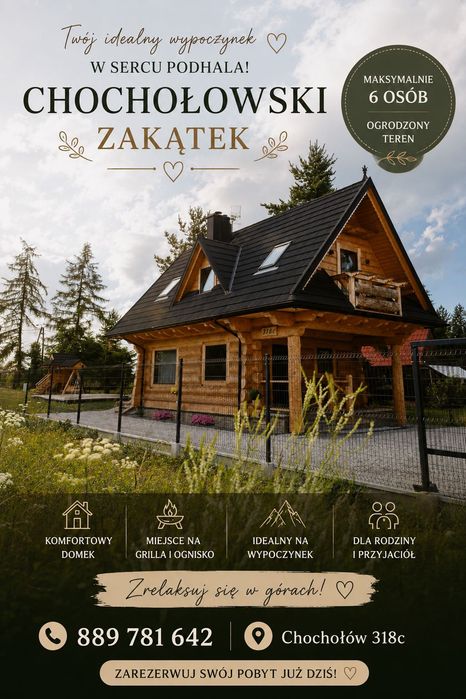 Chochołowski Zakątek – domek w Chochołowie | 6 osób | Termy | Zakopane
