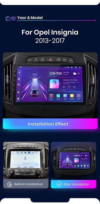 Rádio android OPEL Insignia 2013-17 Carplay GPS wifi 2/32GB BT novo