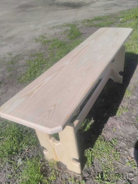 Лавка з сосни, довжина 1м 25 см, висота 47 см,