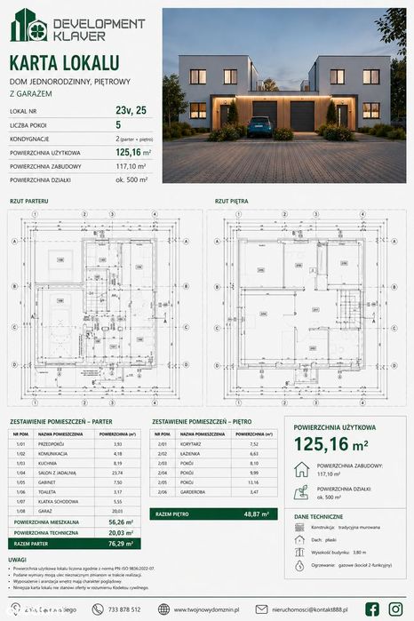 Dom jednorodzinny z garażem | 125,16 m² | Działka 442 m² | Żnin
