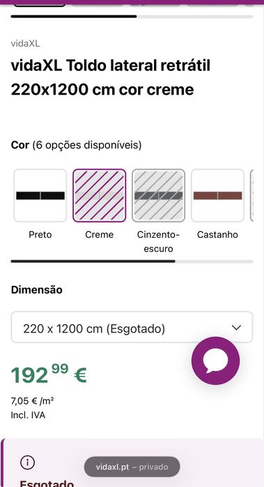 Toldo lateral vida xl novo