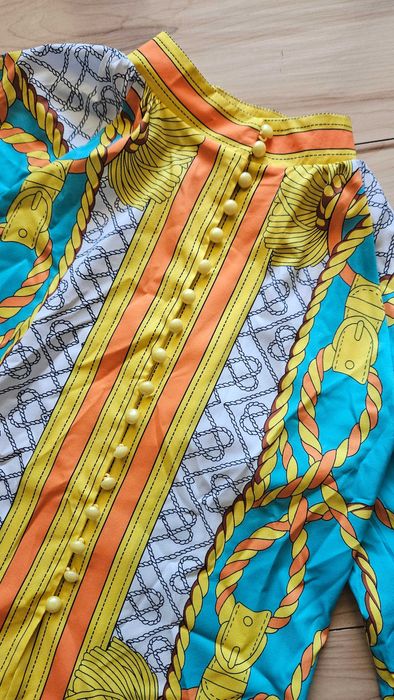 Wzorzysty komplet letni dwuczęściowy boho łańcuchy S 36