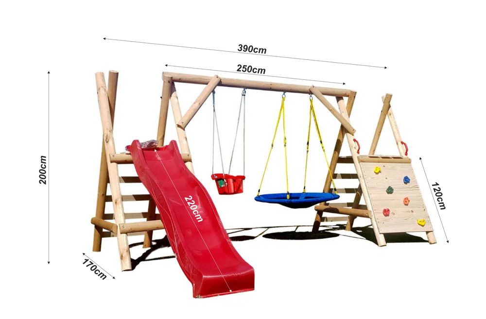 Drewniany Plac Zabaw do Ogrodu OLAF 2Huśtawki Ślizg Ścianka PRODUDENT