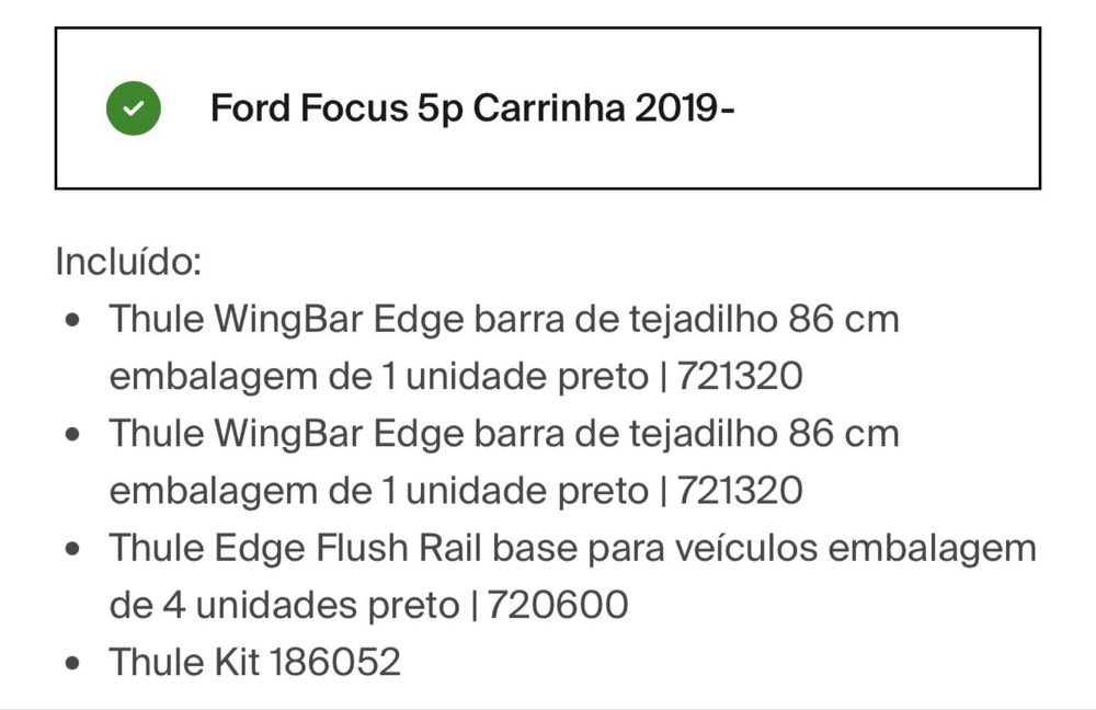 Barras Tejadilho Thule Wingbar Edge Ford Focus SW