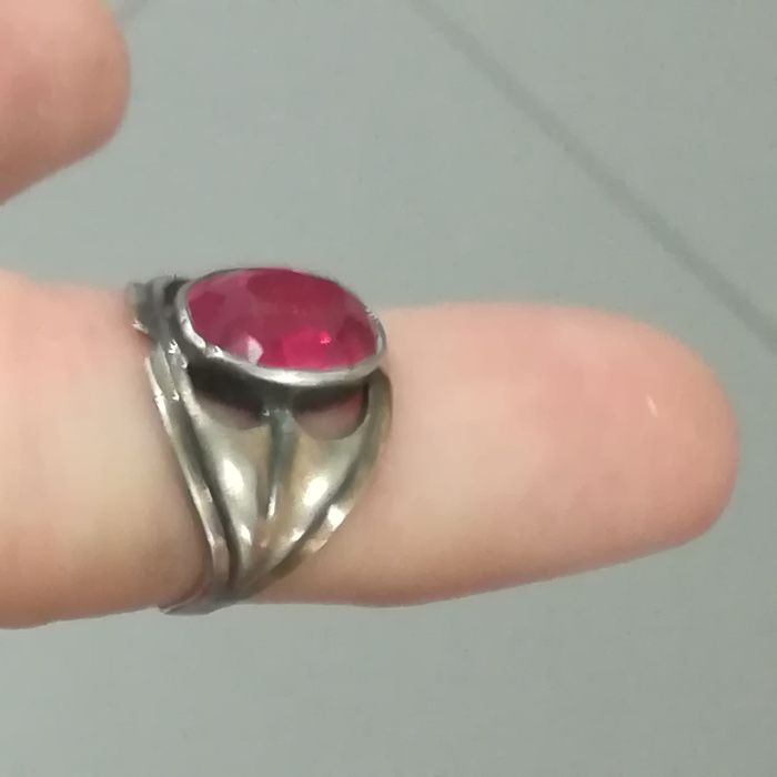 Stary duży srebrny pierścionek - sygnet , srebro rosja 875 roz. 16