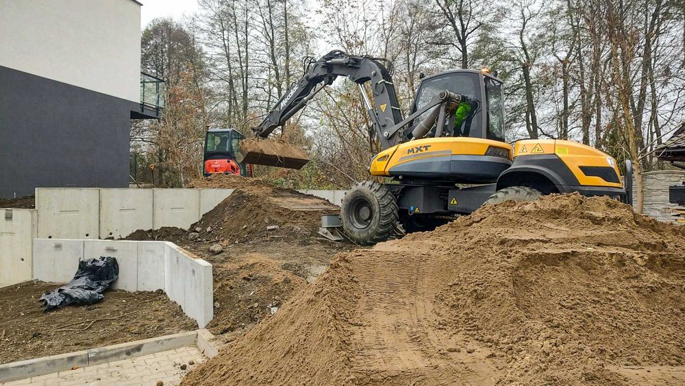 Prace ziemne Ogrody Projekty Drenaż Wycinki Koparki Ładowarki Traktory
