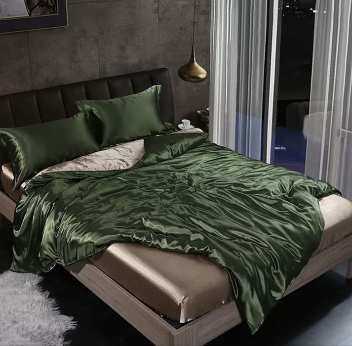 Постільна білизна 4 в 1 | 200×230 | зелений+золото