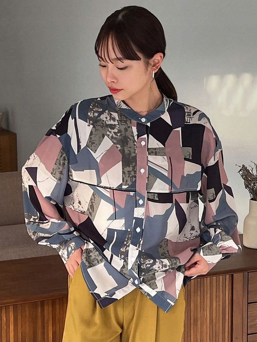 Koszula Oversize Z Motywem Geometrycznym Obniżone Ramiona Friful Xl 42