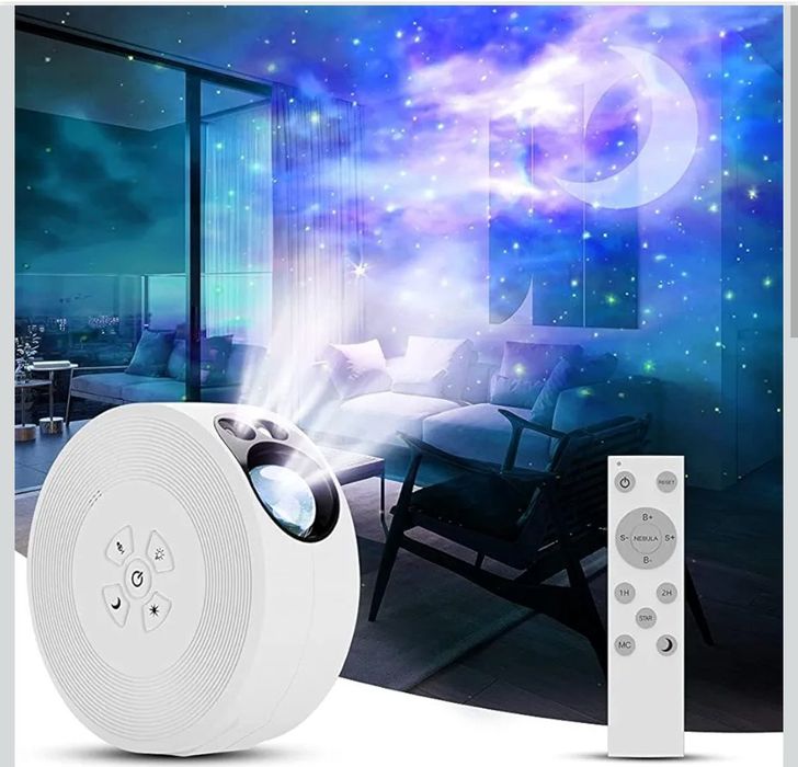 Projektor gwiazd, księżyc, gwieździste niebo