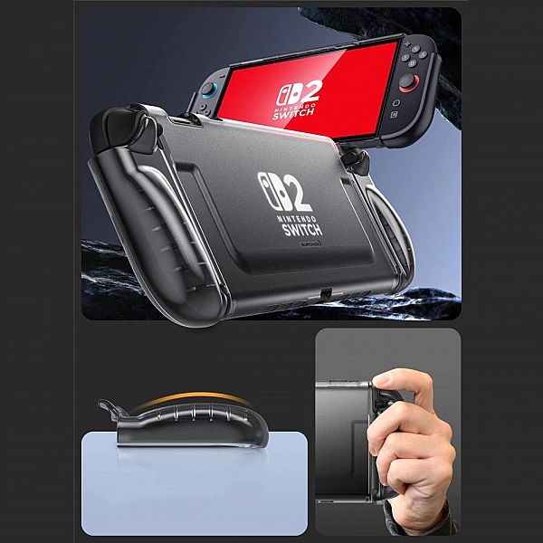 Etui Supcase Crystal na Nintendo Switch 2 - przezroczysto-czarne