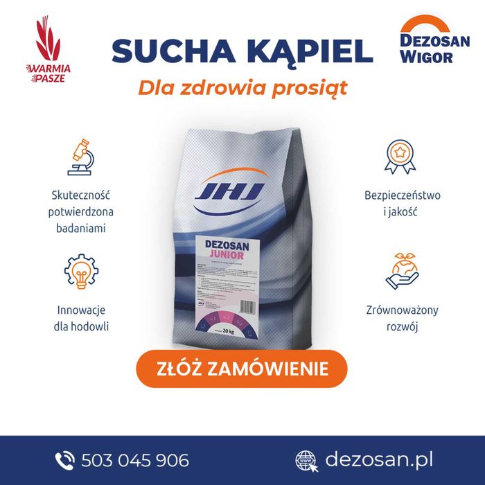 Dezosan Junior | sucha kąpiel dla prosiąt | higiena prosiąt 300 kg