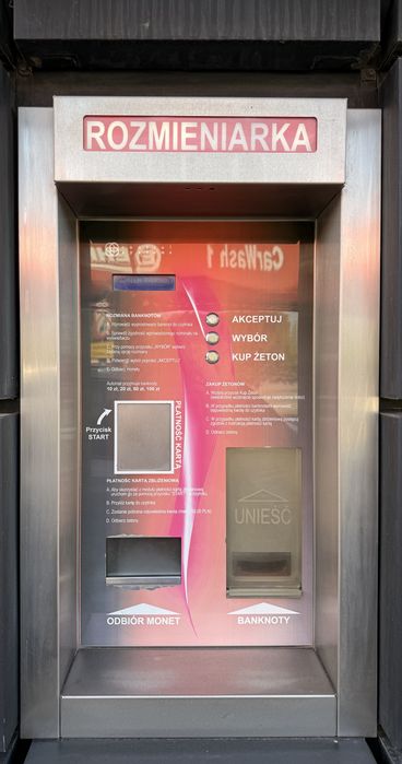 Rozmieniarka banknotów myjnia samoobsługowa