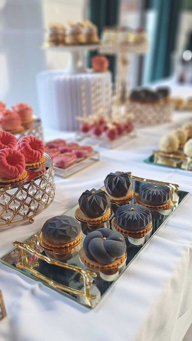 Patery zestaw słodki stół candy bar złota srebrne lustrzane lustro 2sz