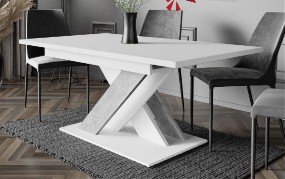 Mesa de Jantar Branca / Cinza