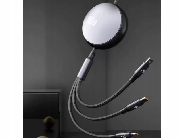 Kabel Zwijany Usb 3w1 Lightning Do Iphone Micro Usb Usb Typ C 1,1m