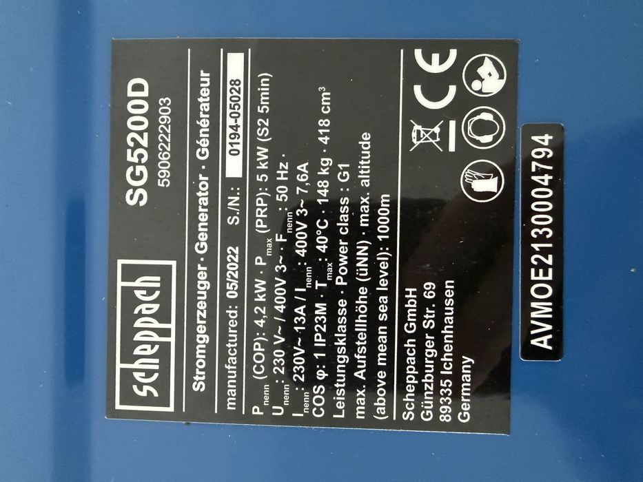 Дизельний генератор Scheppach SG5200D (Germany)