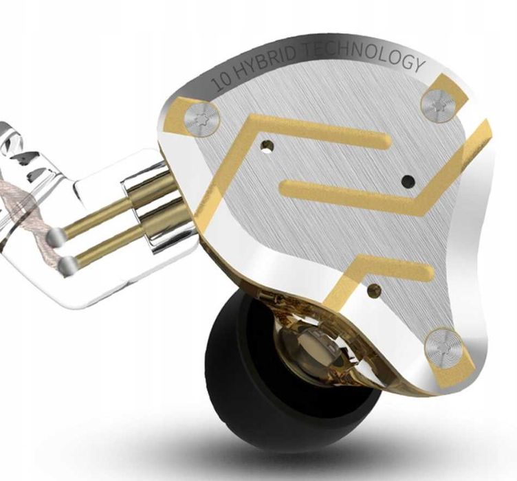 Słuchawki KZ ZS10 PRO Dokanałowe Hybrydowe Złote BLUETOOTH