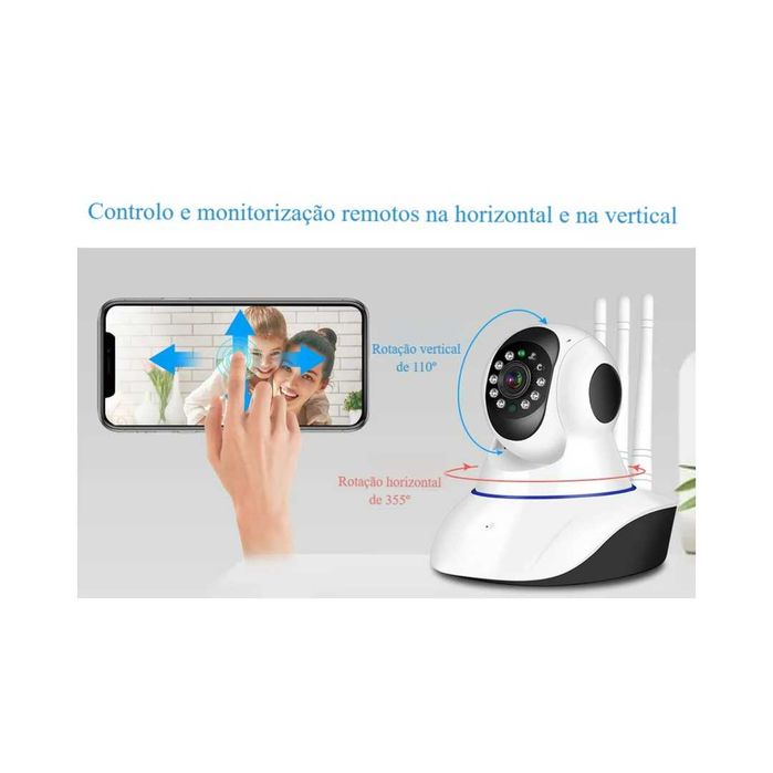 Câmara vigilância WiFi PTZ 3MP ICSEE Rotativa 355° com Visão Noturna e Áudio - NOVA