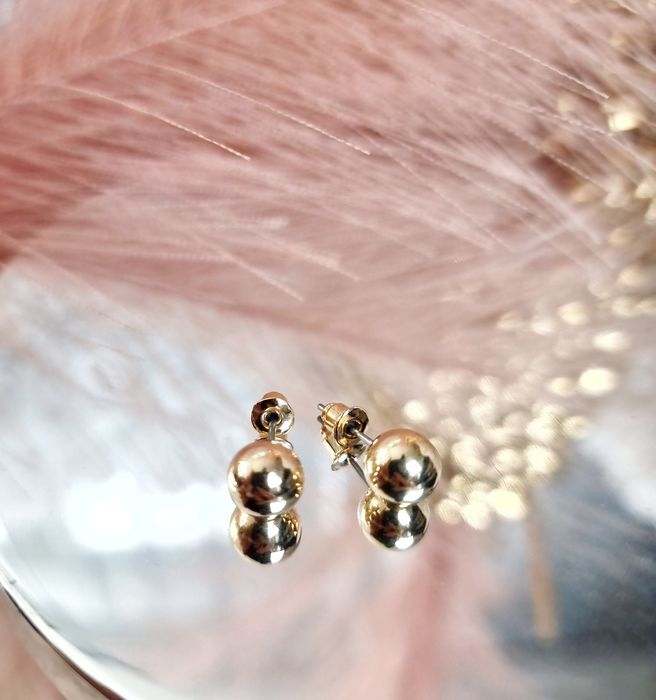 Kolczyki damskie kuleczki złote z zapięciem nowe