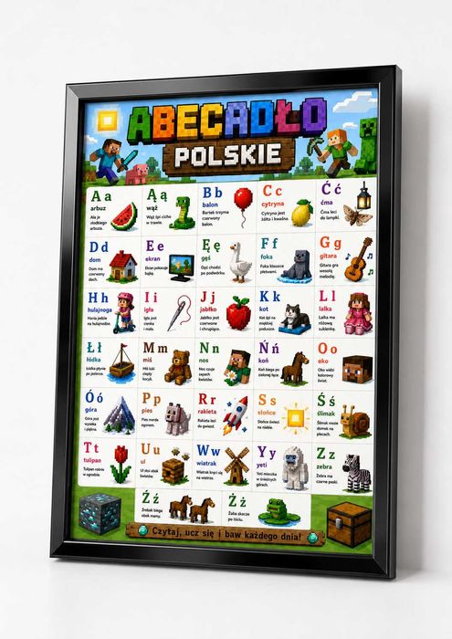 Abecadło Polskie plakat A4 dla dzieci alfabet karton edukacyjny