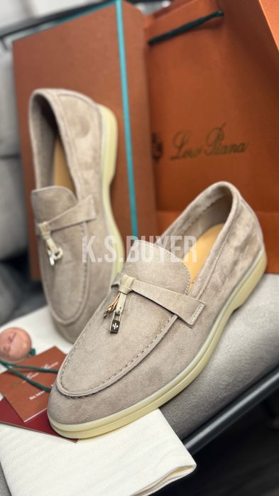 Лоферы женские бежевые серые loro piana lp лоро піана лоріки замшеві