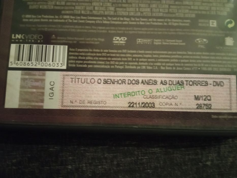 DVDs Senhor dos Anéis Usados