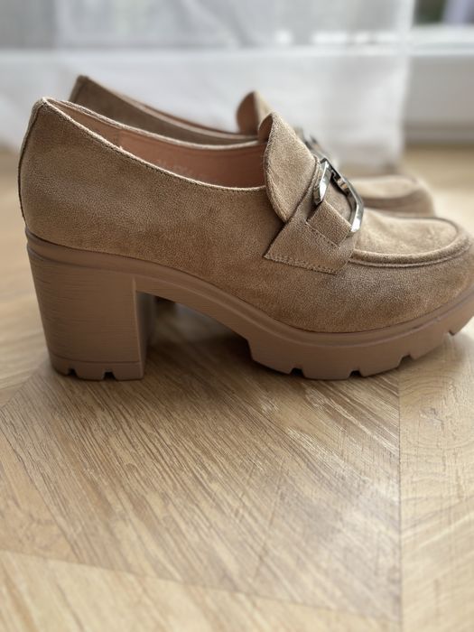 Półbuty Potocki na słupku skórzane