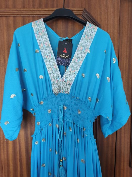 Vestido maxi turquesa