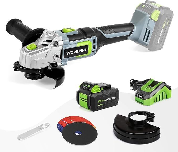 WORKPRO Akumulatorowa Szlifierka Kątowa 20V z Akumulatorem 4,0Ah 125mm