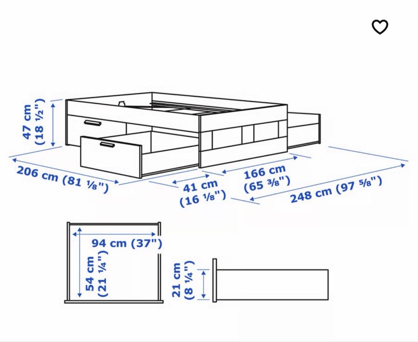 BRIMNES Estrutura cama c/arrumação, branco, 160x200 cm com Cabeceira c/arrumação, branco, 160 cm